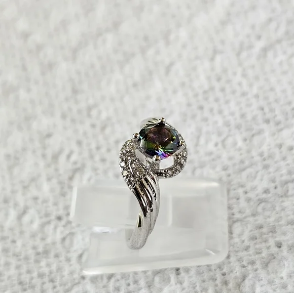 Sparkling Genuine Mystic Topaz Sterling Silver Ring. Size 6! - Picture 4 of 8